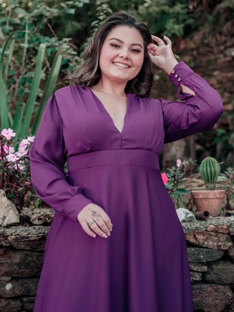  Vestido Longo de Festa Caroline Marsala Uva