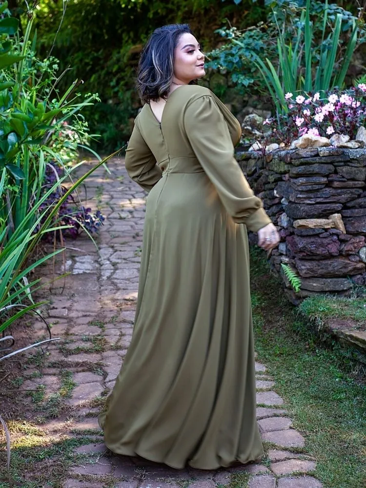 Vestido Longo de Festa Caroline Verde Oliva