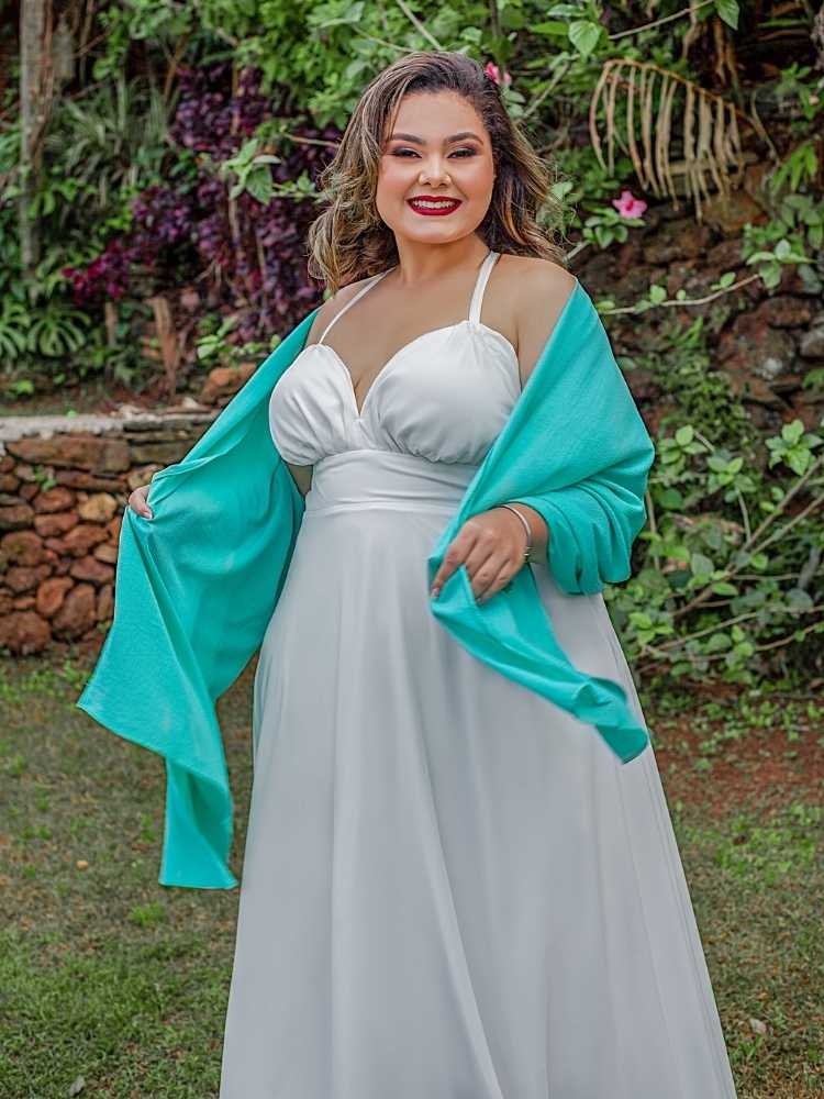 Echarpe para Vestido de Festa Verde Água