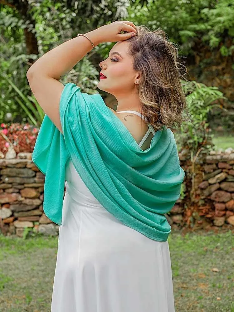 Echarpe para Vestido de Festa Verde Água