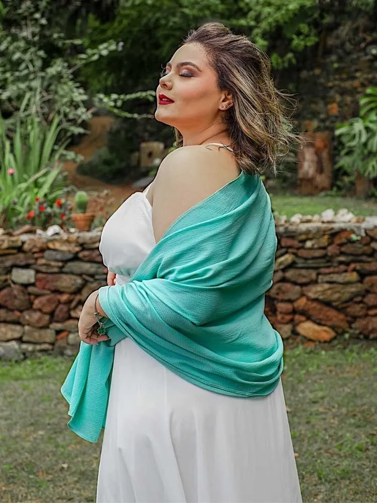 Echarpe para Vestido de Festa Verde Água