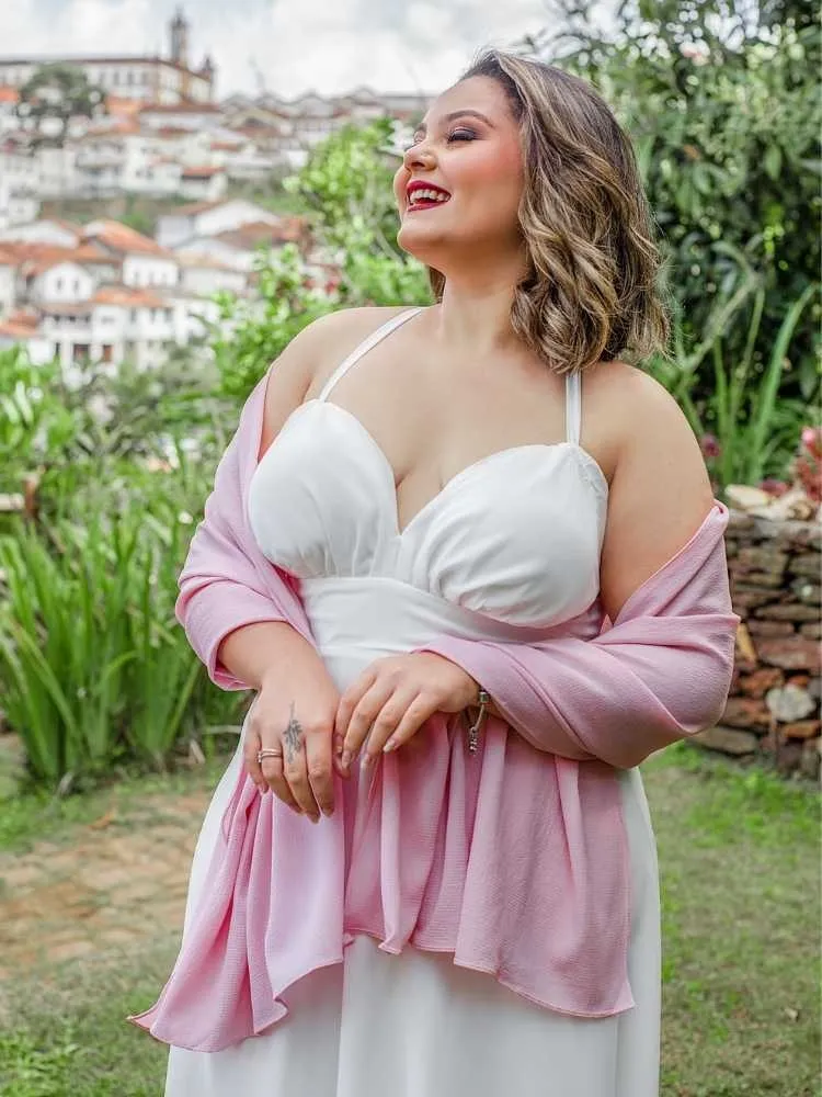 Echarpe para Vestido de Festa Rosa Bebê