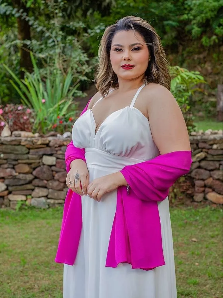 Echarpe para Vestido de Festa Rosa Pink