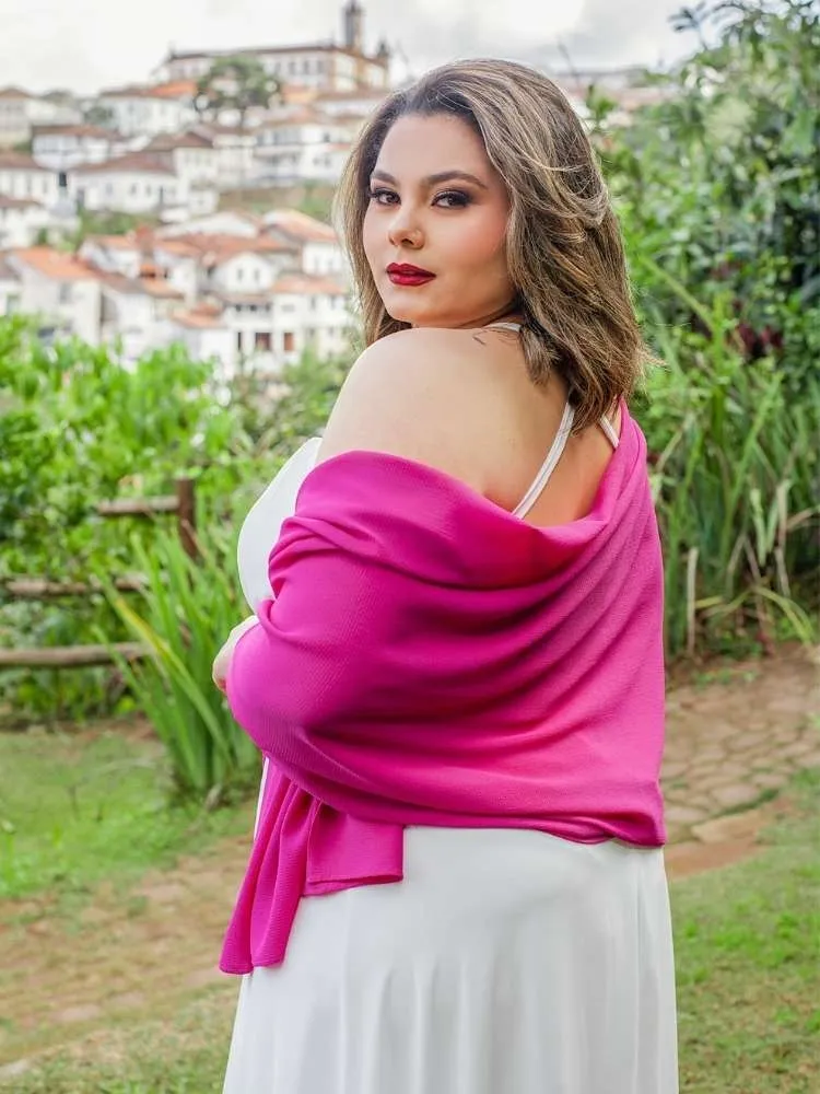 Echarpe para Vestido de Festa Rosa Pink