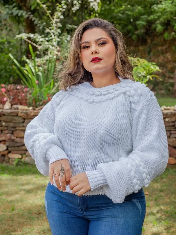 Blusa Feminina Tricot Branca Canelot