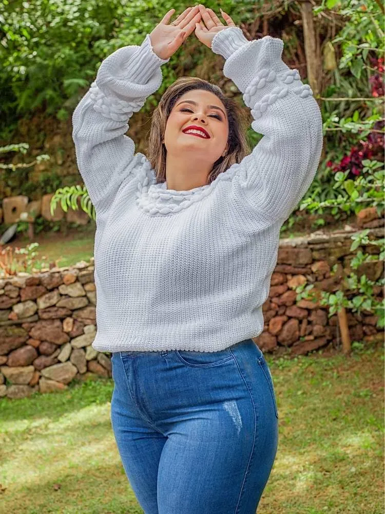 Blusa Feminina Tricot Branca Canelot