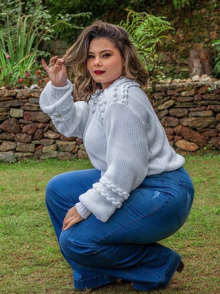 Blusa Feminina Tricot Branca Canelot