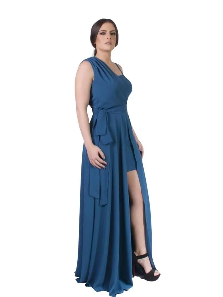 Vestido Madrinha Casamento Azul Petróleo Plus Size Areta