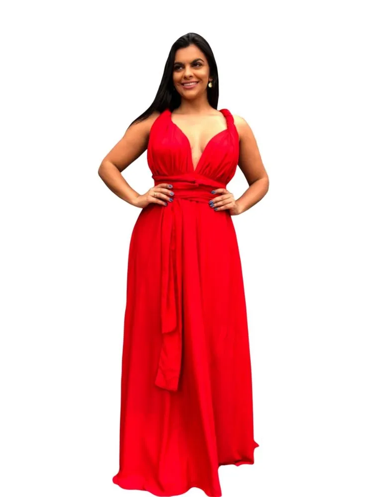 Vestido Madrinha de Casamento Vermelho Multiformas Anathan