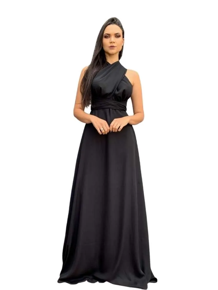 Vestido Madrinha de Casamento Multiformas Preto Anathan