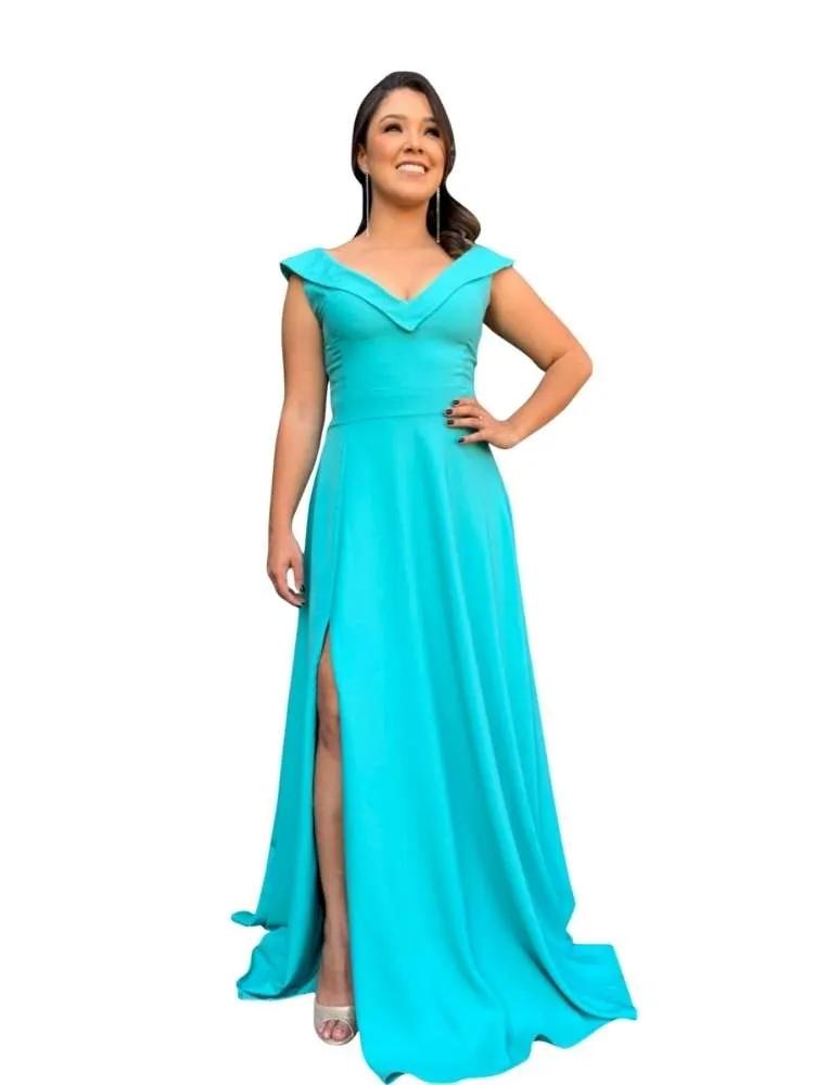 Vestido Longo Madrinha de Casamento Vanessa Verde Tiffany