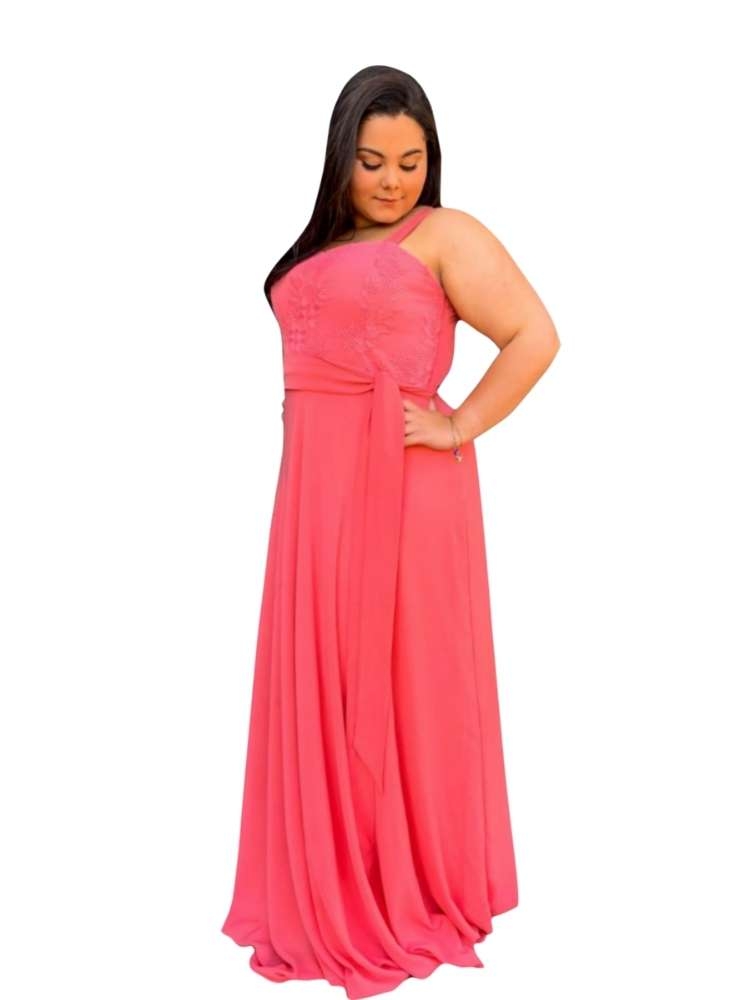 Vestido Simples Madri Coral ( Salmão)