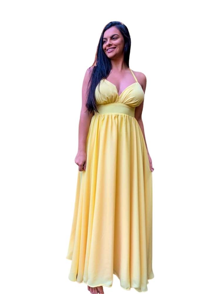 Vestido Longo Madrinha de Casamento Mariane Amarelo
