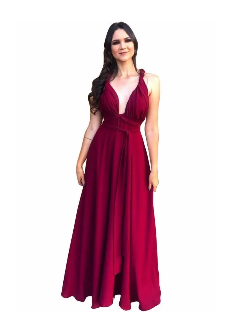 Vestido Madrinha de Casamento Marsala Multiformas Anathan