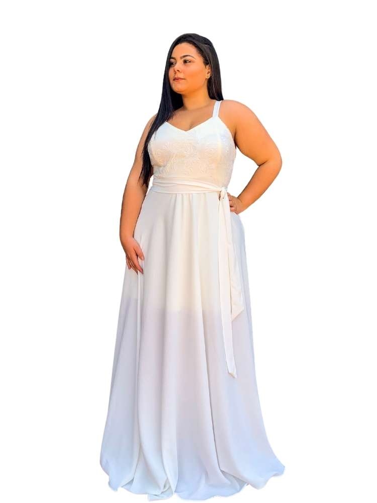 Vestido de noivas Simples Branco Madri 