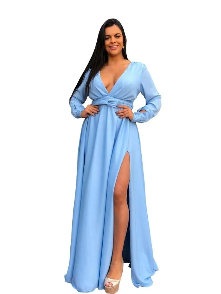 Vestido Madrinha de Casamento Amanda Azul Serenity