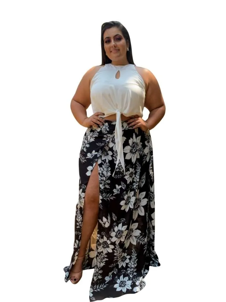 Saia Envelope Reta Estampado Preto