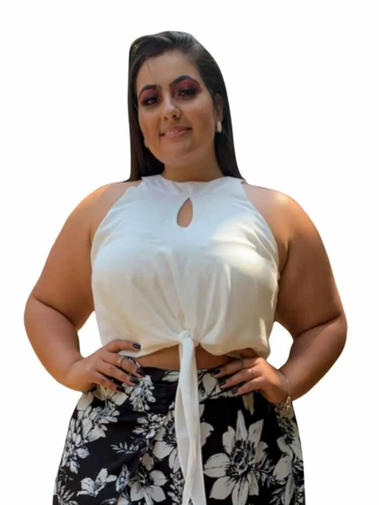 Blusa com Amarração na Cintura Branco