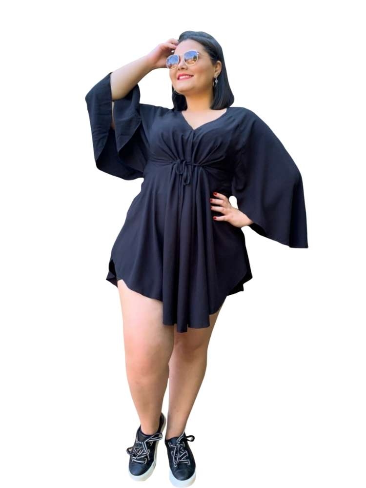 Vestido Curto Kimono Kamila Preto
