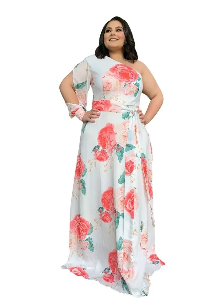 Vestido de Festa Nara Estampado Off White