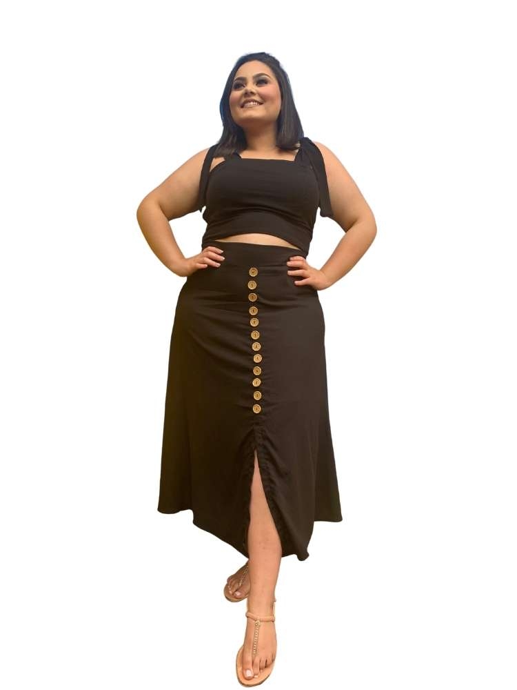 Saia de Botões Preto TNM Collection
