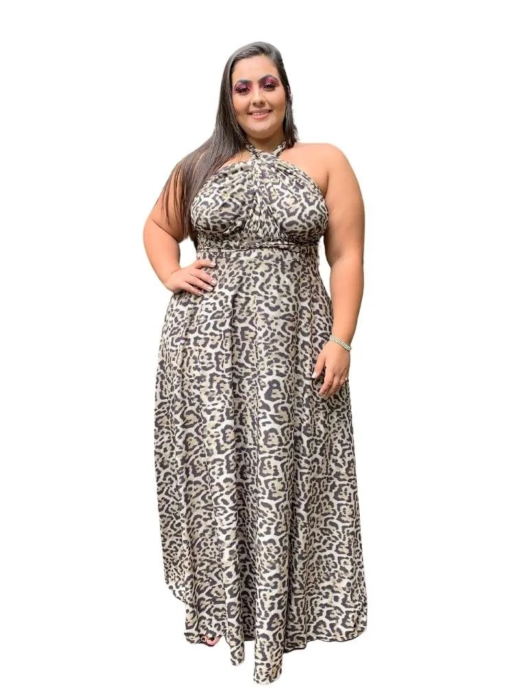 Vestido Longo Estampado Multiformas Anathan Animal Print