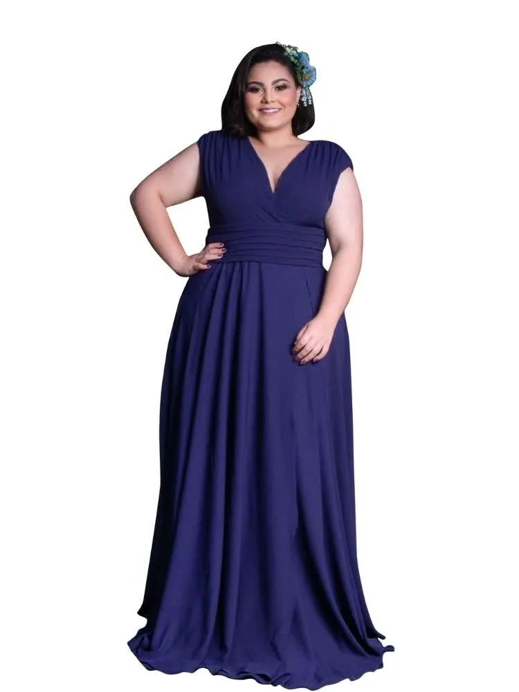 Vestido Madrinha Casamento Alice Fan Azul Marinho