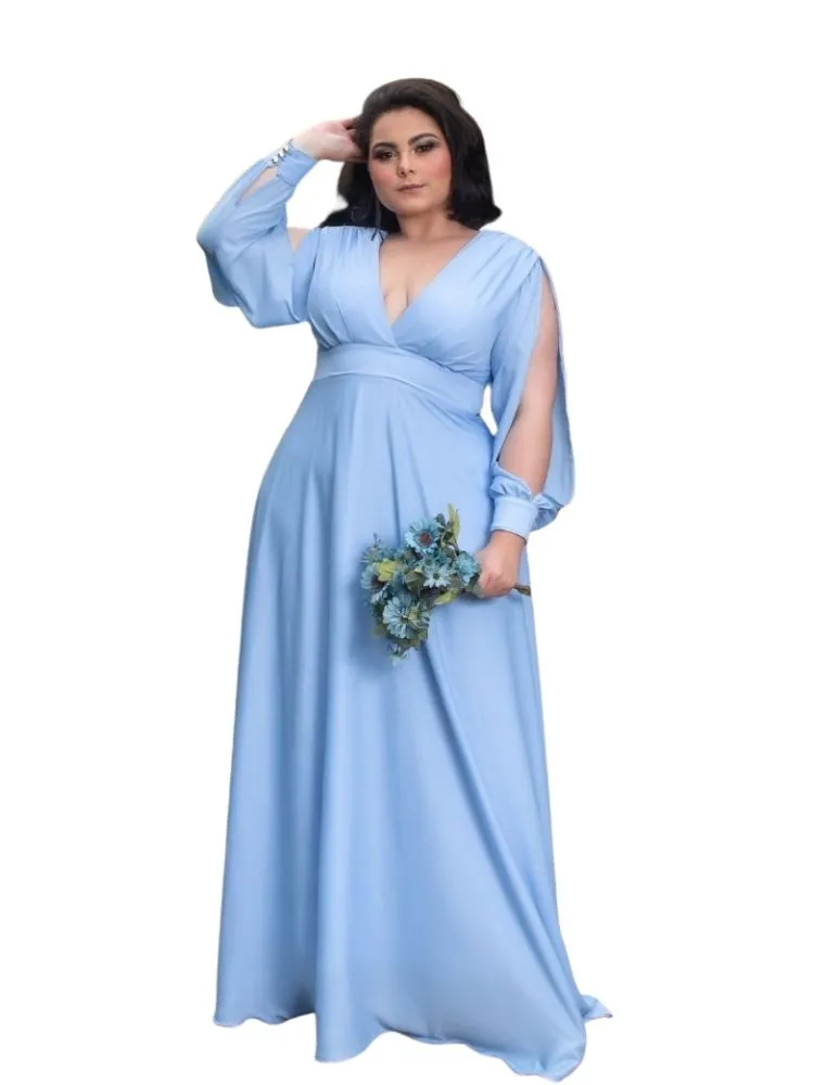 Vestido Longo de Festa Solange Azul Serenity