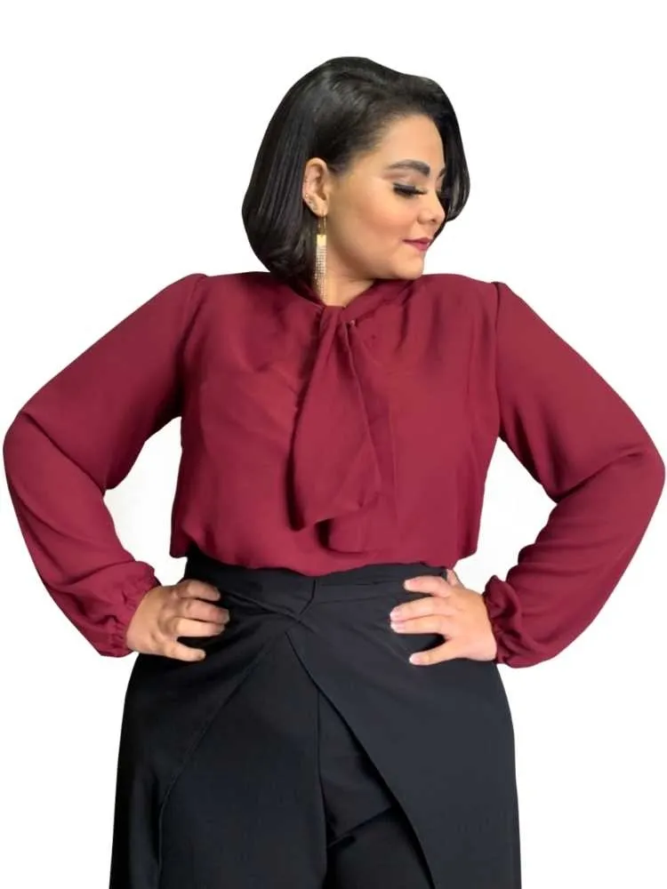 Blusa Gola Laço TNM Collection Marsala