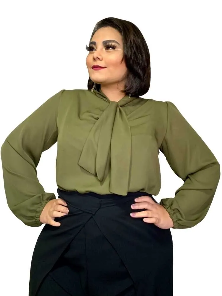 Blusa Gola Laço TNM Collection Verde Militar