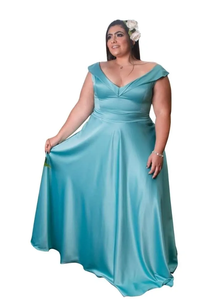 Vestido Longo Madrinha de Casamento Vanessa Tiffany Sem Fenda