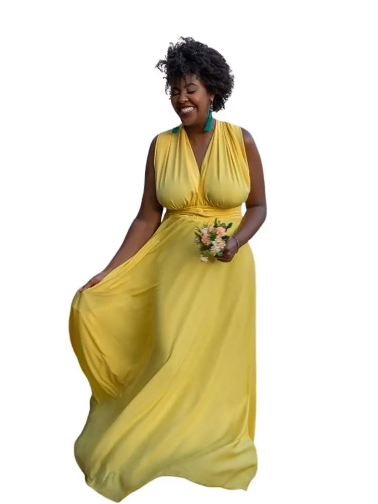 Vestido Madrinha de Casamento Multiformas Anathan Amarelo