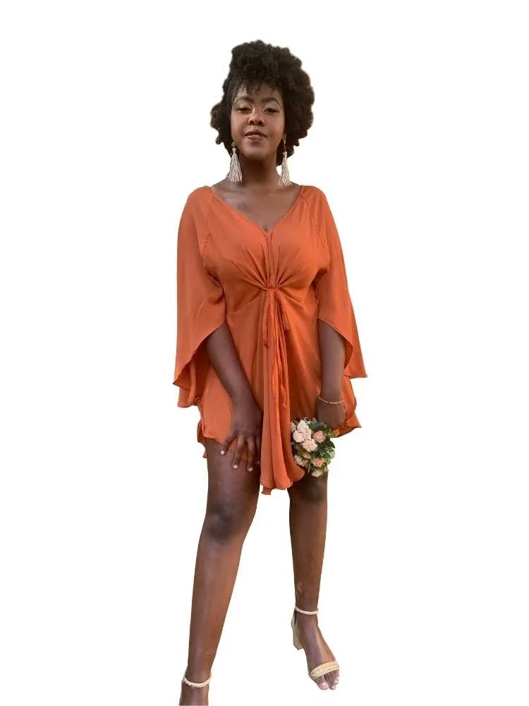 Vestido Curto Kimono Kamila Terracota
