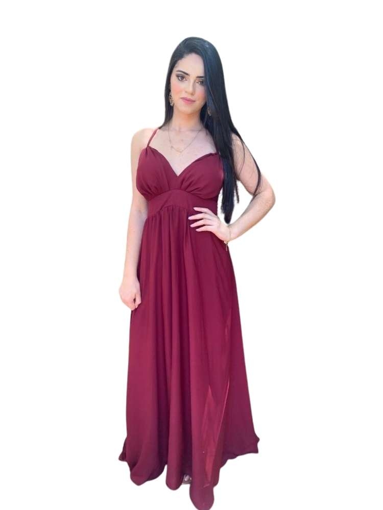 Vestido Longo Madrinha de Casamento Mariane Marsala