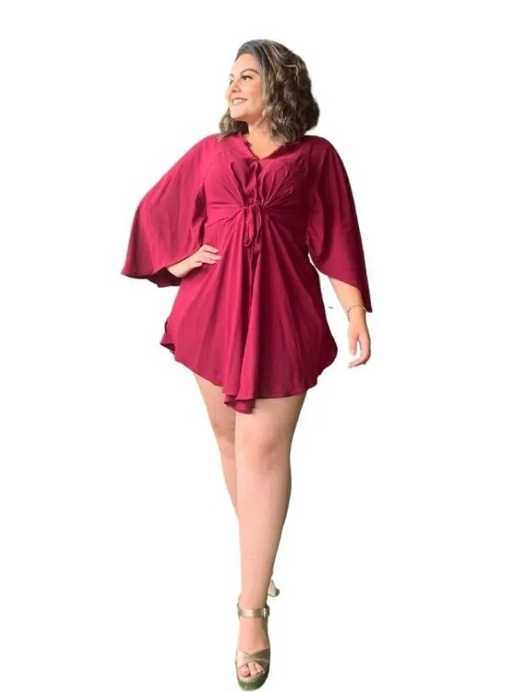 Vestido Curto Kimono Kamila Marsala