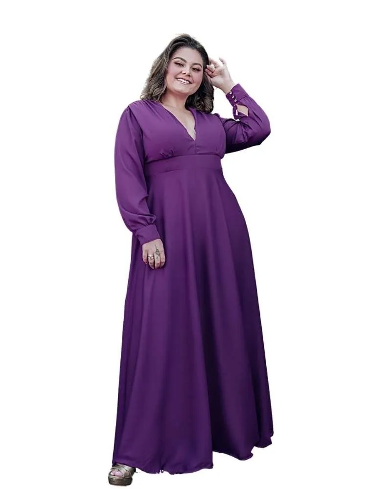  Vestido Longo de Festa Caroline Marsala Uva