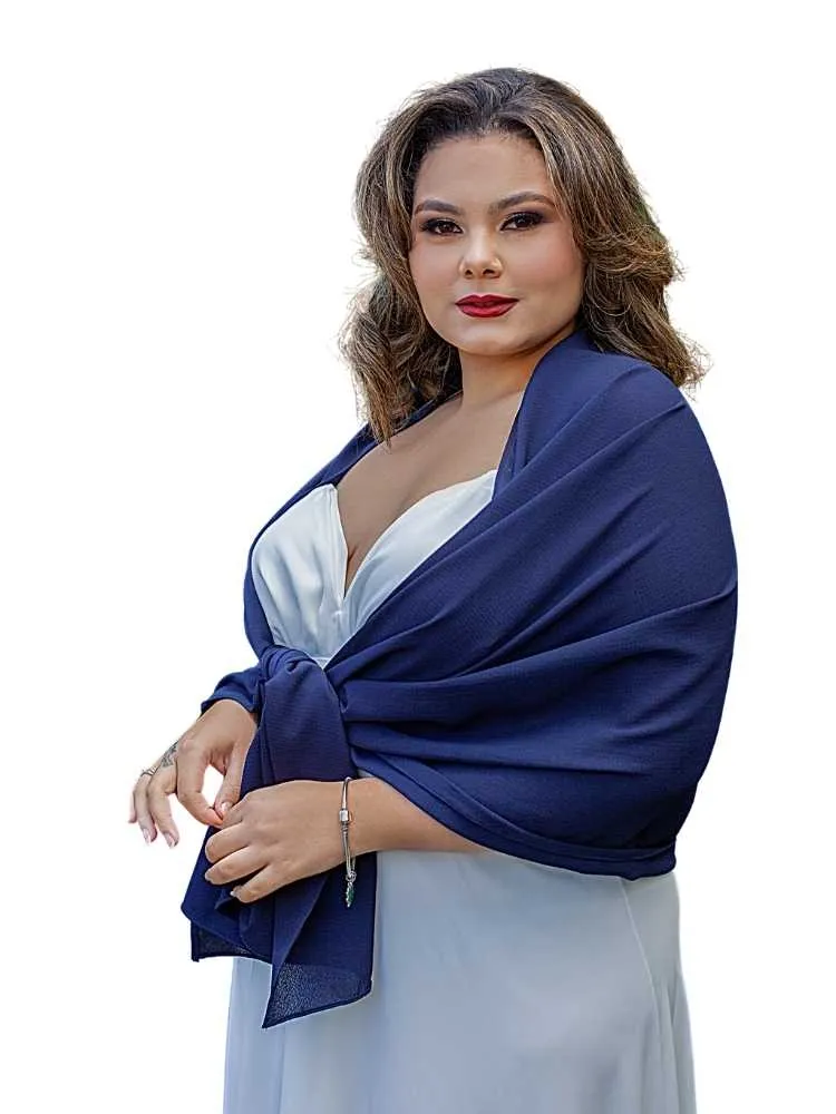 Echarpe para Vestido de Festa Azul Marinho