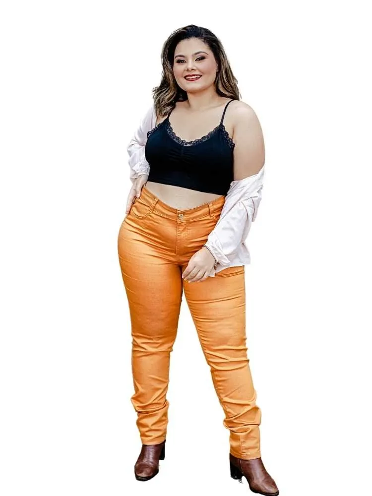 Calça Feminina Jeans Skinny Mostarda Muito Mais Jeans