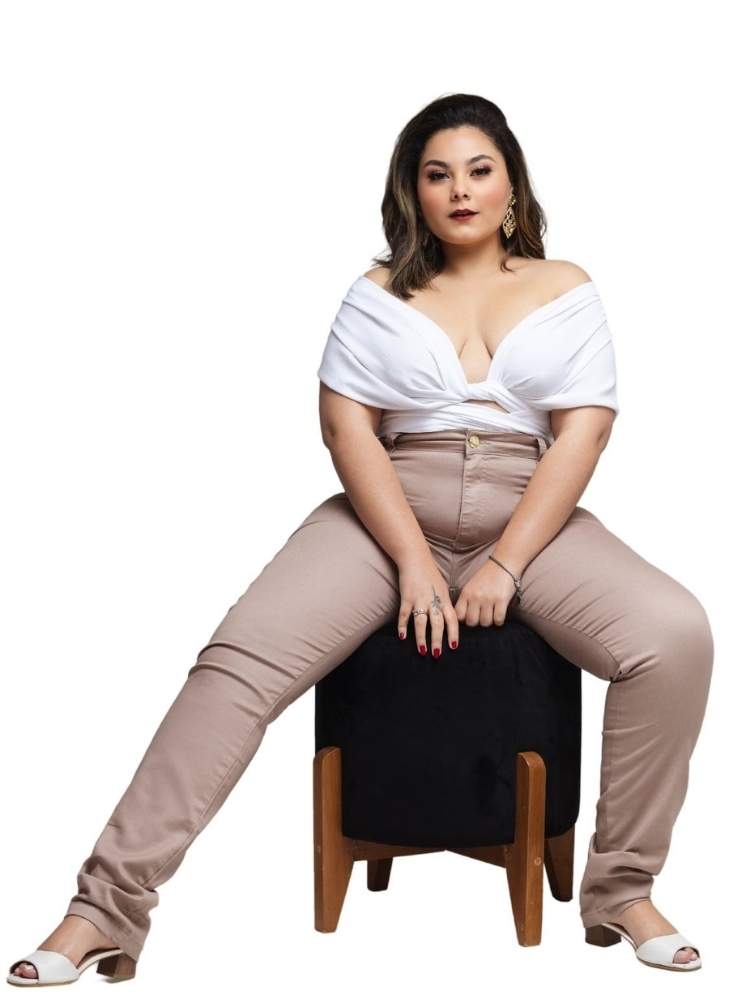 Calça Jeans Feminina Skinny Bege