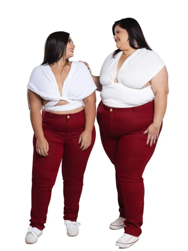 Calça Jeans Feminina Skinny Vermelho