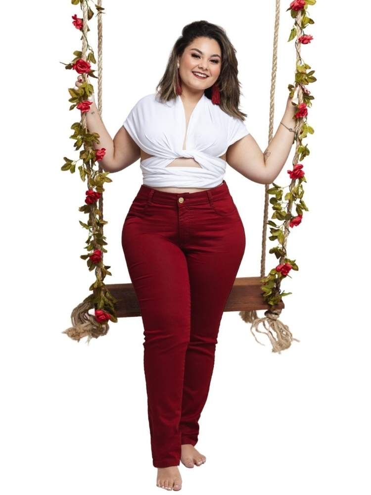 Calça Jeans Feminina Skinny Vermelho