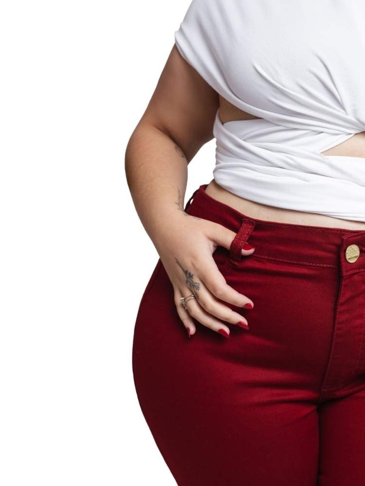 Calça Jeans Feminina Skinny Vermelho