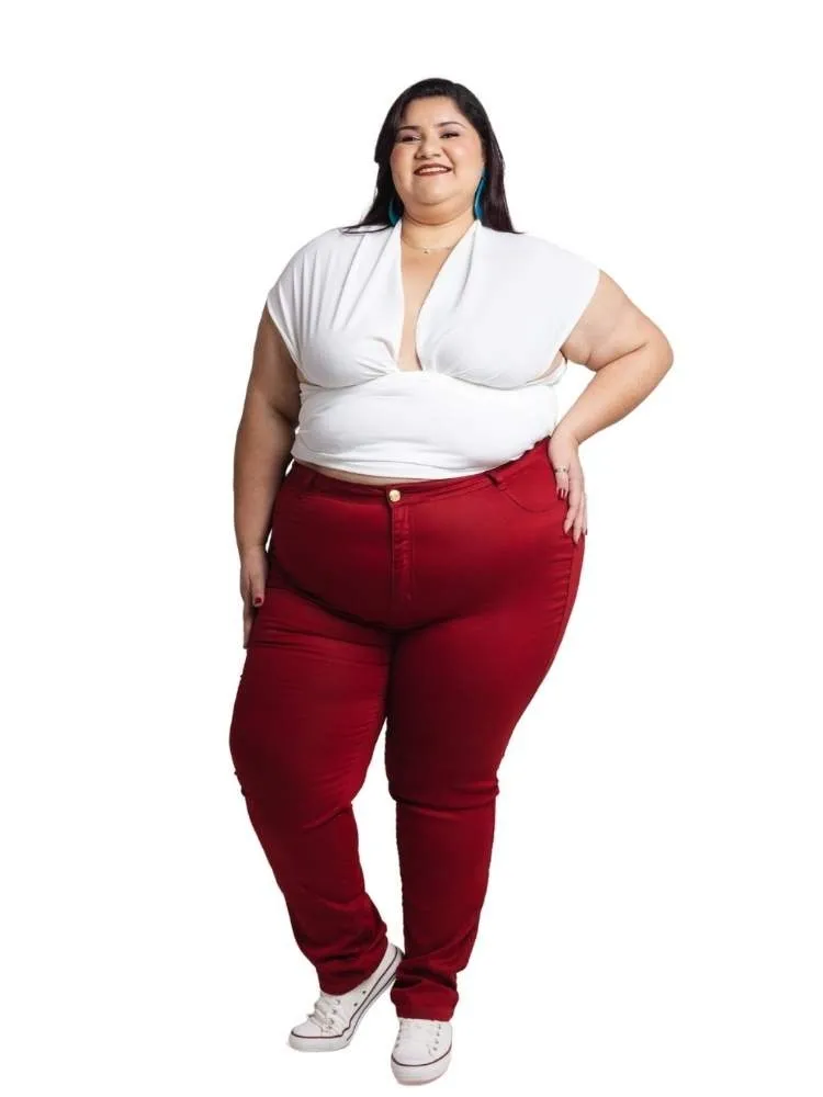 Calça Jeans Feminina Skinny Vermelho