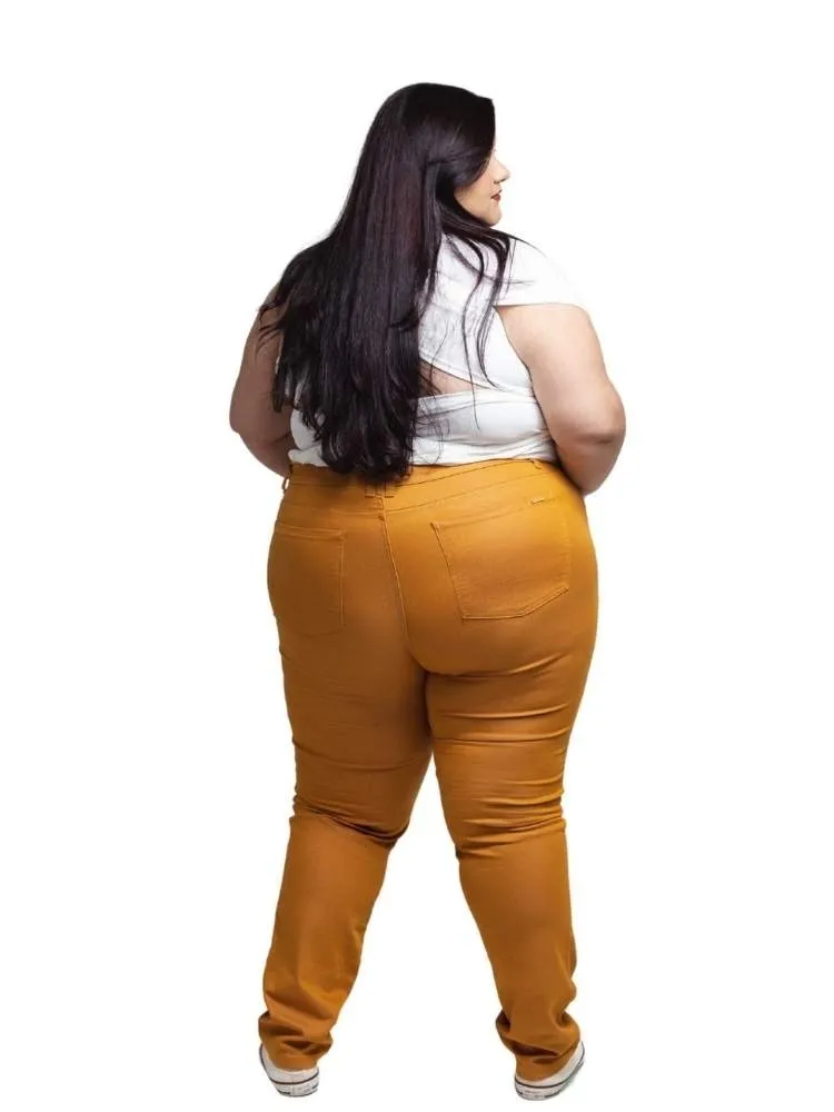 Calça Jeans Feminina Skinny Mostarda