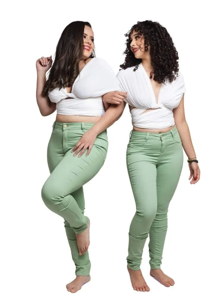 Calça Jeans Feminina Skinny Verde Menta
