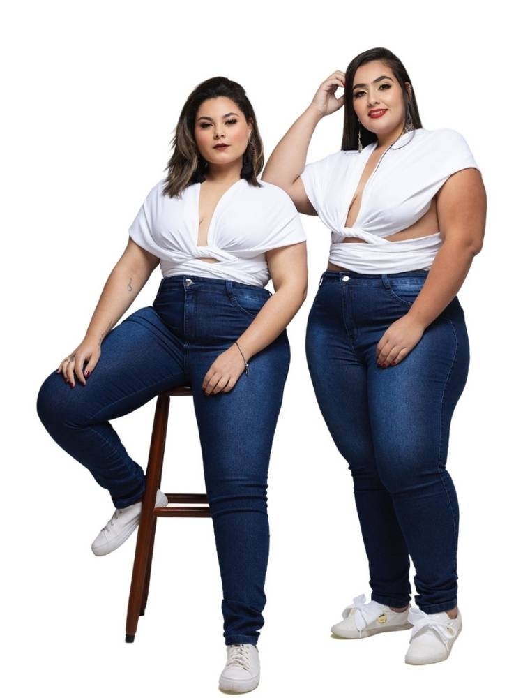 Calça Jeans Feminina Plus Size Azul Escuro