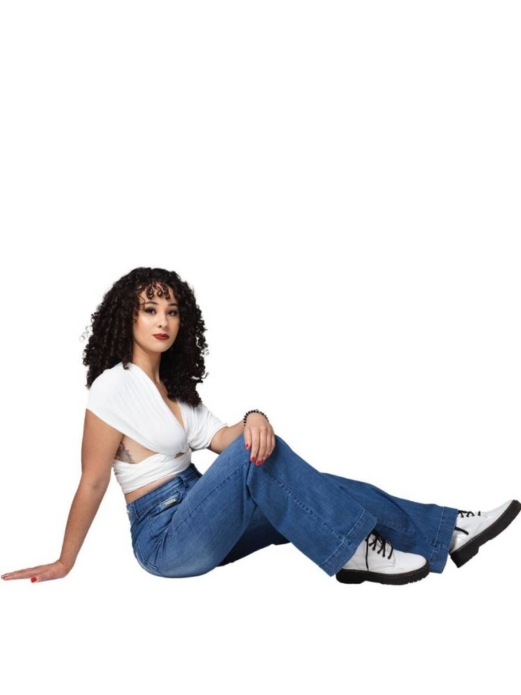 Calça Jeans Feminina Wide Leg Pantalona Azul