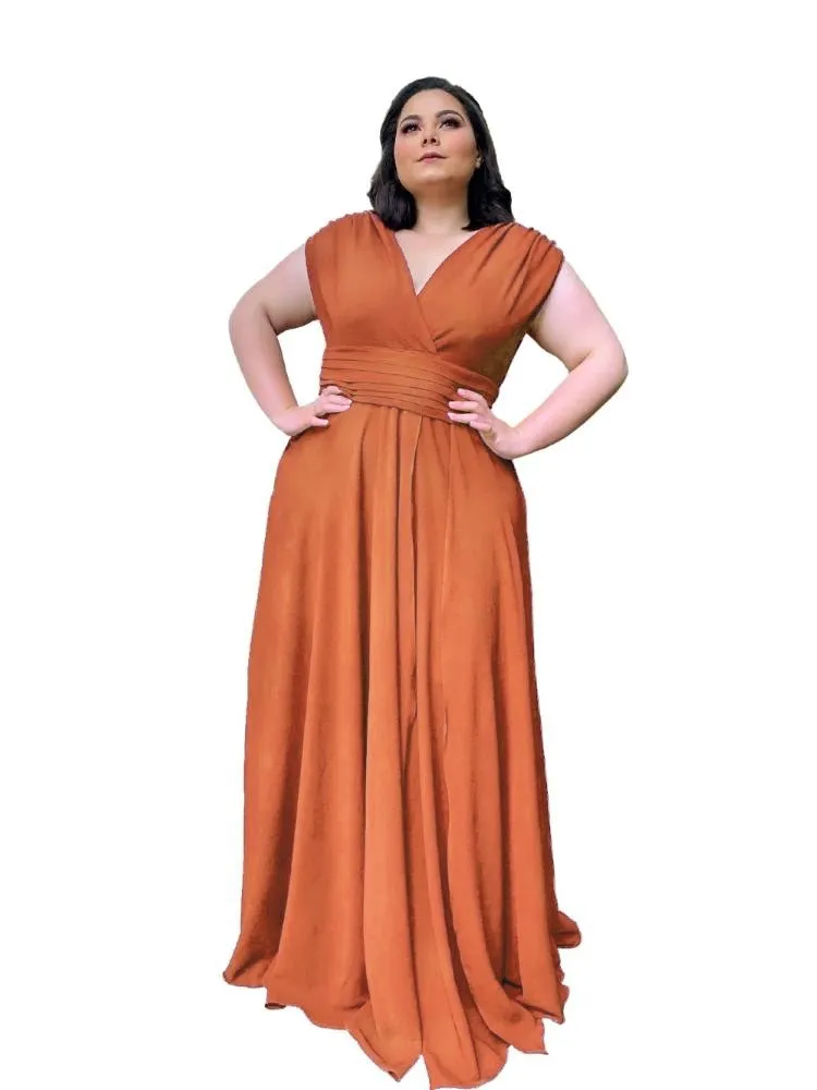 Vestido Madrinha Casamento Alice Fan Terracota