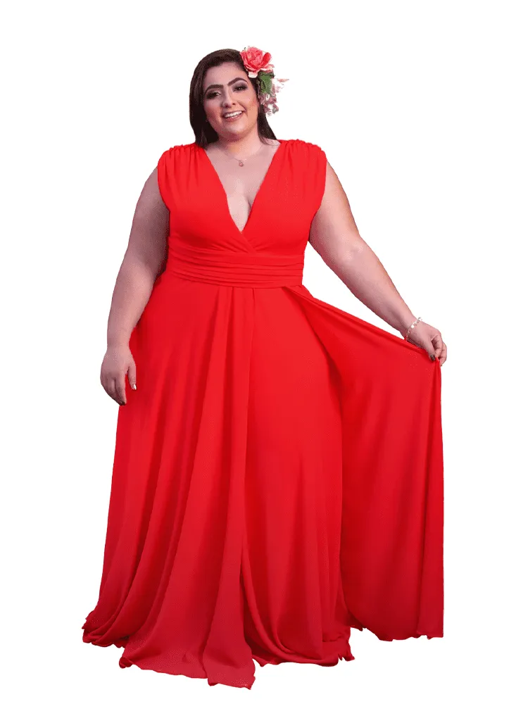 Vestido Madrinha Casamento Alice Fan Vermelho Cardeal