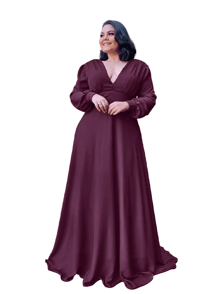 Vestido Longo de Festa Caroline Roxo Profundo
